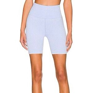 Women's Light Blue High-Waisted Biker Shorts in Heather Blue Sky - size XS/S